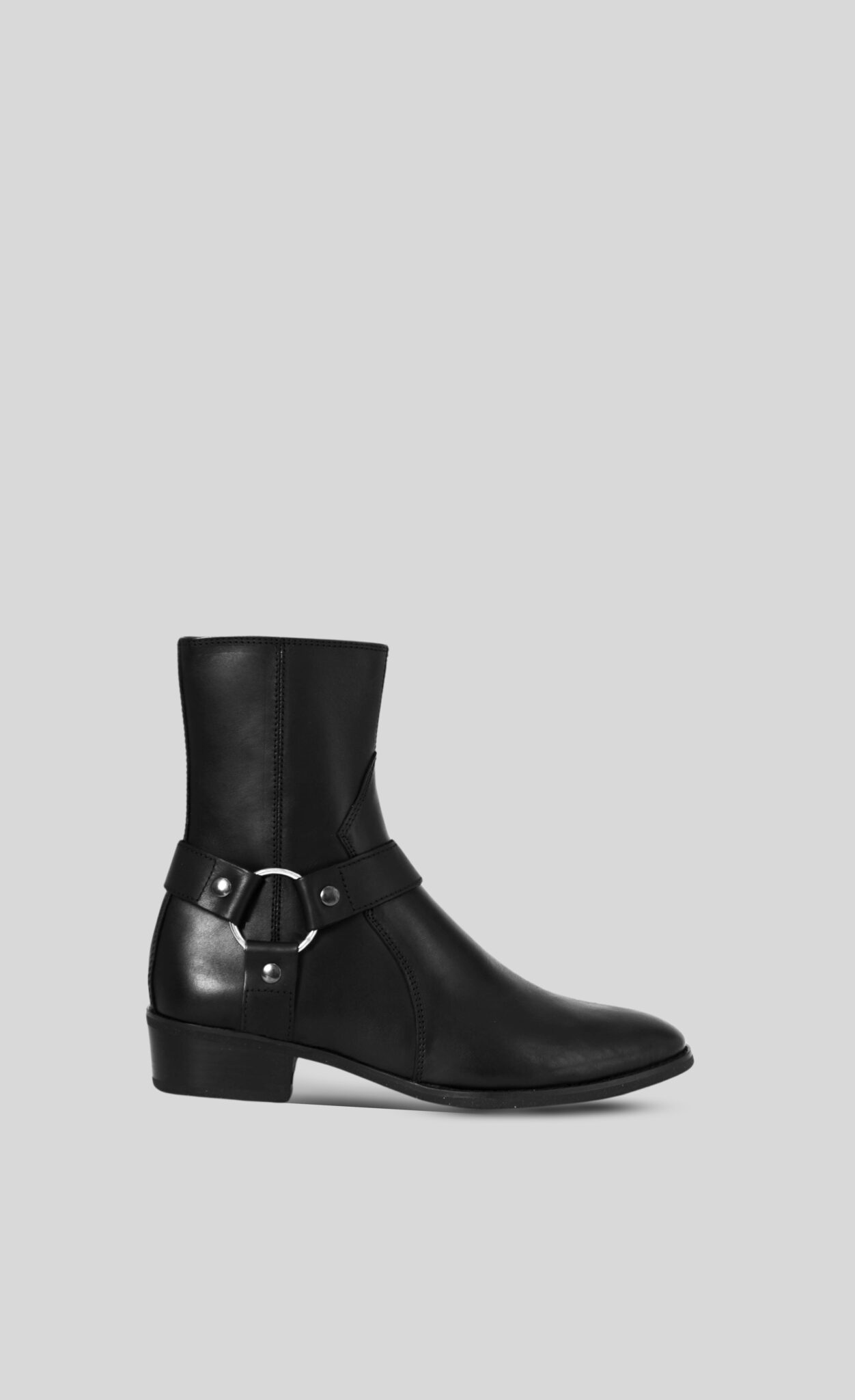 THE MODERN HARNESS BOOTS BLACK LEATHER FANGY