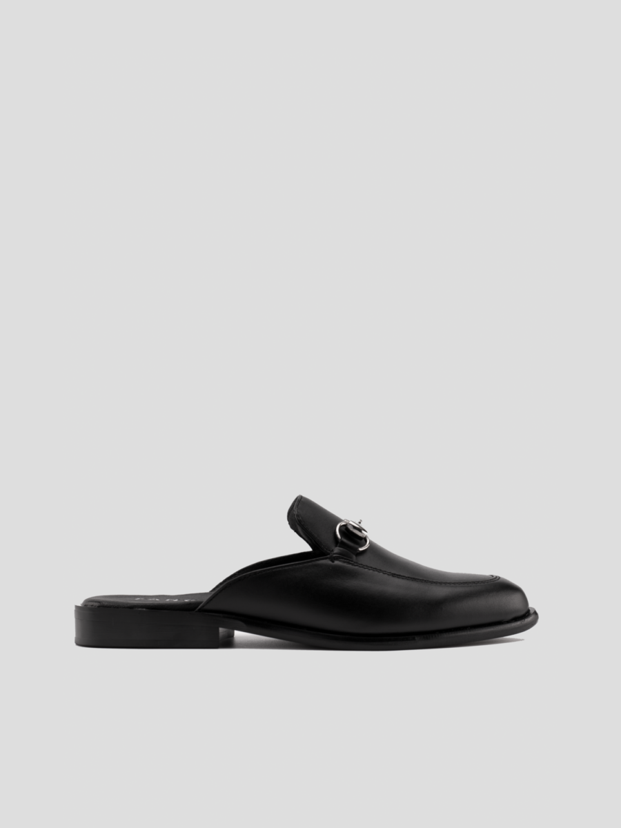 THE CLASSIC MULES BLACK LEATHER | BLACK INSOLE