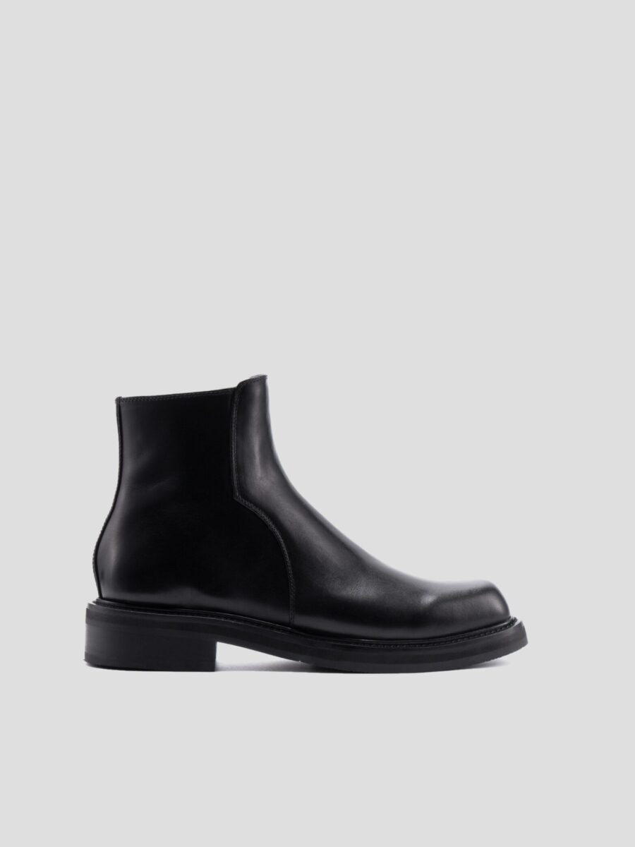 THE SQUARE TOE ZIP BOOTS | BLACK LEATHER