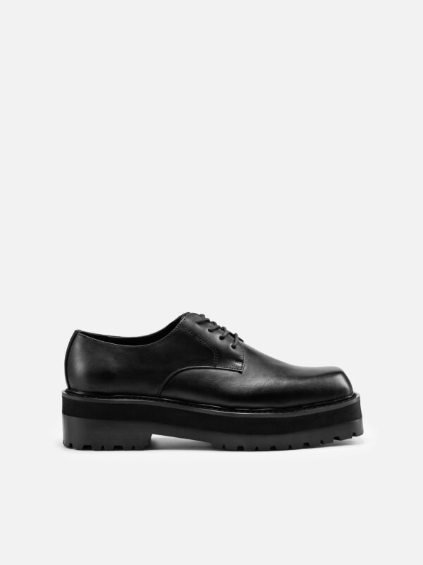 THE SQUARE DERBY COMMANDO BLACK LEATHER