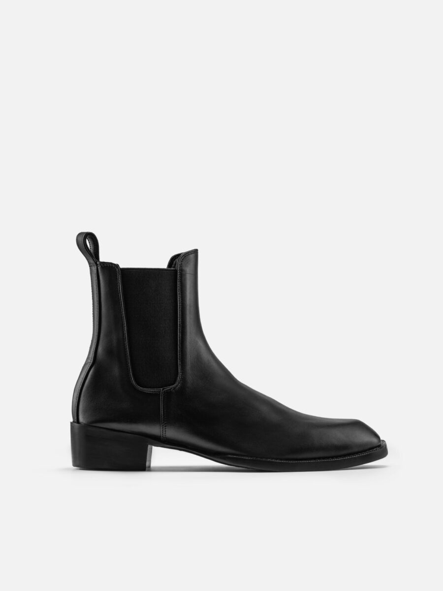 CHELSEA BOOTS SQUARE TOE BLACK LEATHER